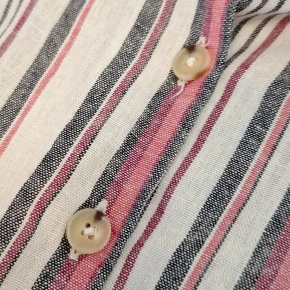 Linen Midi Dress, Striped, Sleeveless, Flared Skirting, Tie Belt, NWOT - Picture 11 of 13